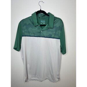 Adidas Climacool golf tee Men's Sz Medium Green camo grey colorblock